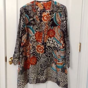 Johnny Was Silk Boxy Blouse